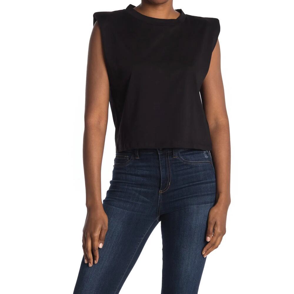 LNA Strong Shoulder Tee in Black Size M